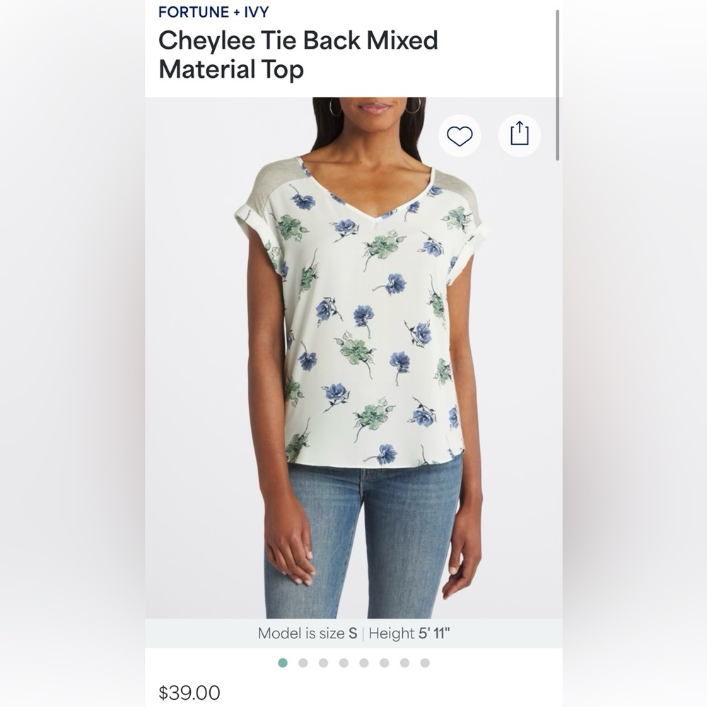 Fortune + Ivy Tie Back Blouse